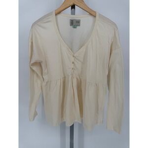 Saturday‎ Sunday Anthropologie Cream Peasant Babydoll Long Sleeve Tunic Top M